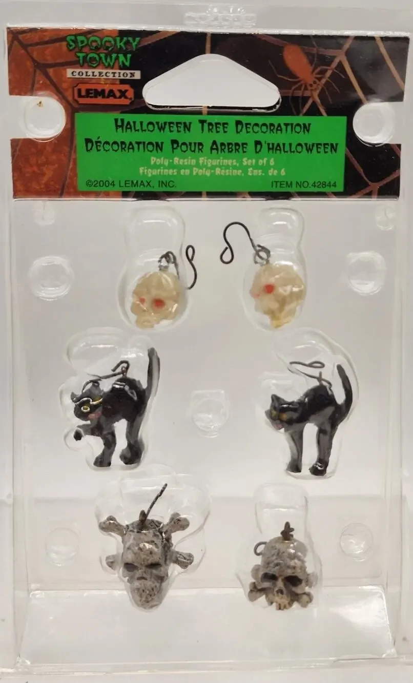 Lemax Spooky Town Collection Halloween Tree Decoration 2004 #42844 Skulls Cats.